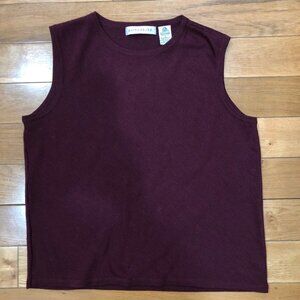 Pursuits Ltd 100% Extra Fine Merino Wool Crew Neck Burgundy Knit Vest Size L